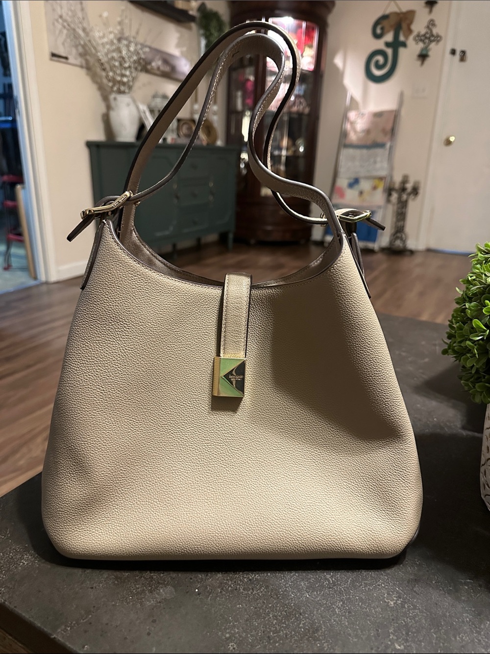 kate spade Cream Shoulder Bag with Gold Hardware